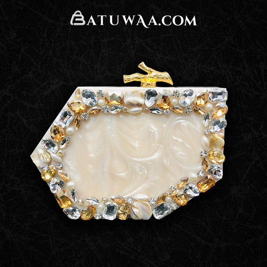 Sleek Resin Embellished Clutch - Batuwaa