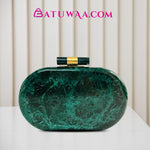 Radiant Green Resin Acrylic Circular Clutch - Batuwaa