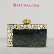 Midnight Glamour Onyx Gemstone Resin Clutch - Batuwaa