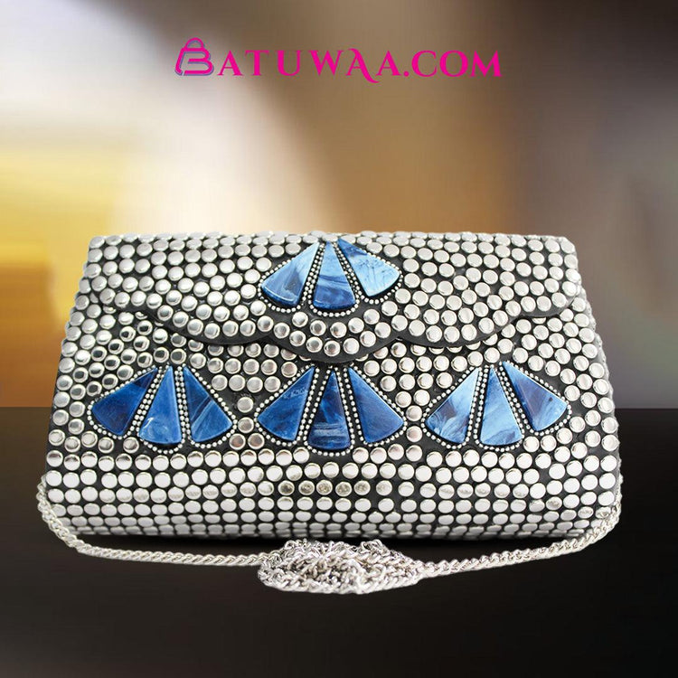 Royal Sapphire Mosaic Brilliance Clutch - Batuwaa