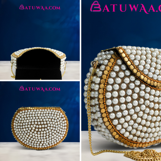 Pearl Glimmer Metallic Soirée Clutch - Batuwaa